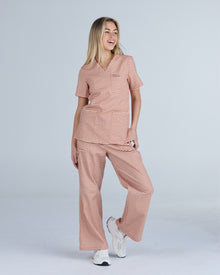 Three Pocket Scrub Top Cappuccino Gingham