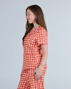 Three Pocket Scrub Top Ruby Gingham