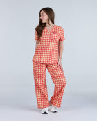 Three Pocket Scrub Top Ruby Gingham