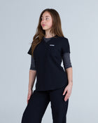 3/4 Sleeve Underscrub Black and White Polka