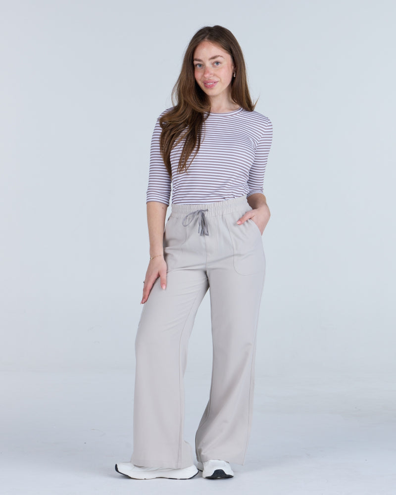 3/4 Sleeve Underscrub Brown Stripes
