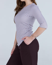 3/4 Sleeve Underscrub Brown Stripes
