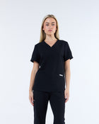 Duo Pocket Scrub Top Ink Black