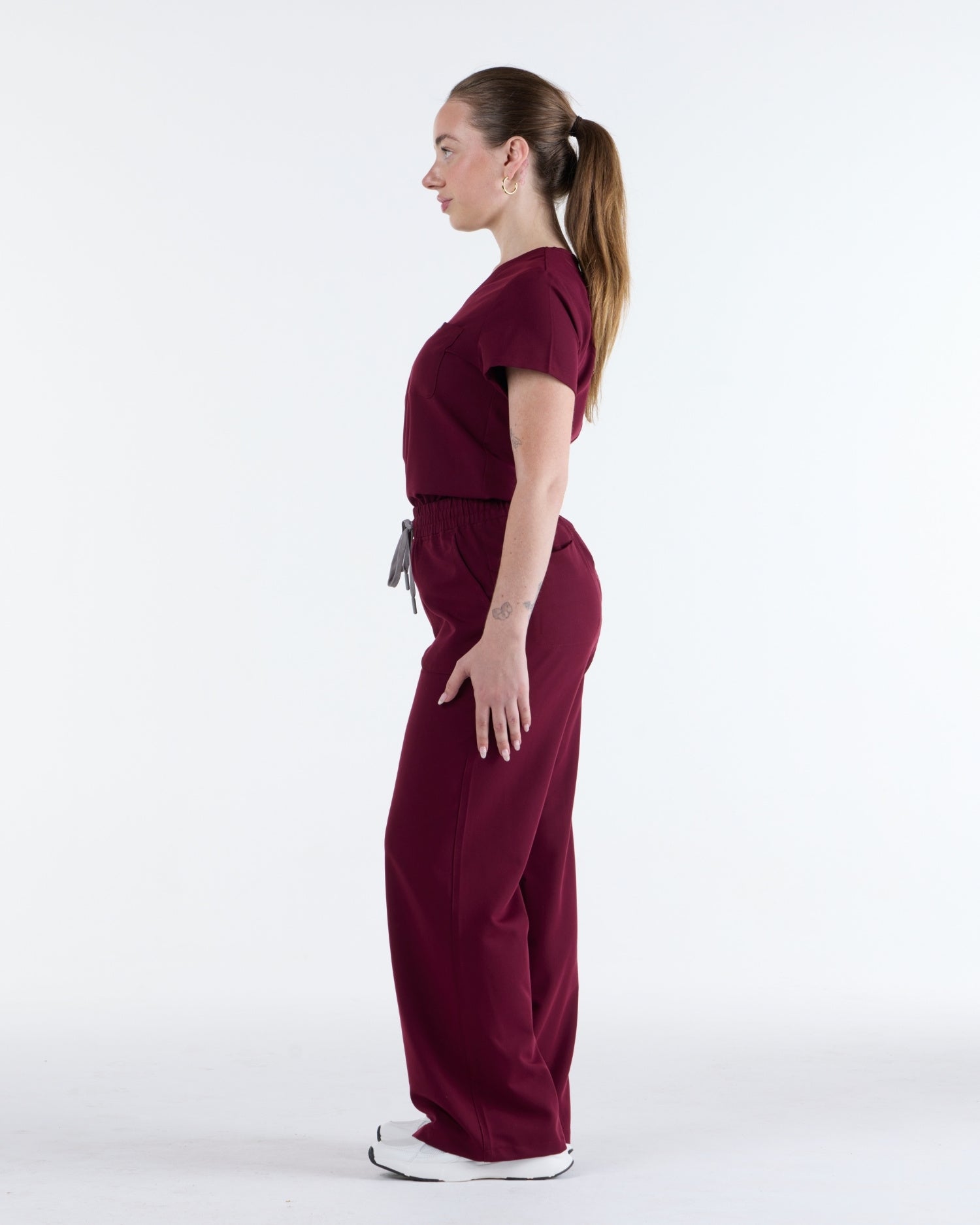 Lounge Leg Scrub Pants Rouge Burgundy