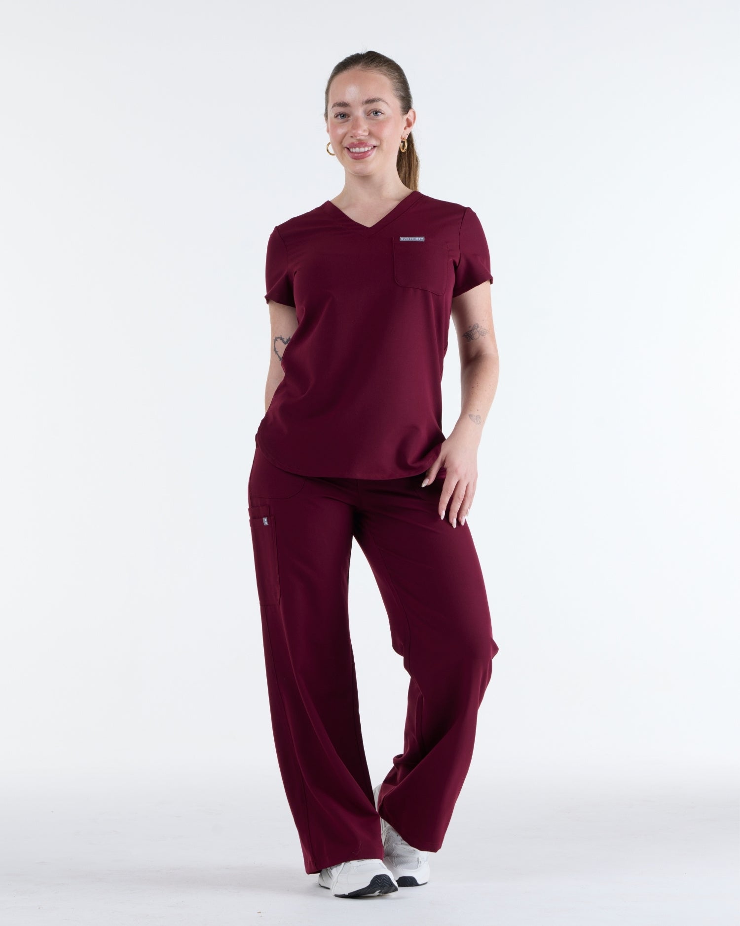 Lounge Leg Scrub Pants Rouge Burgundy