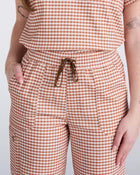 Lounge Leg Scrub Pants Cappuccino Gingham