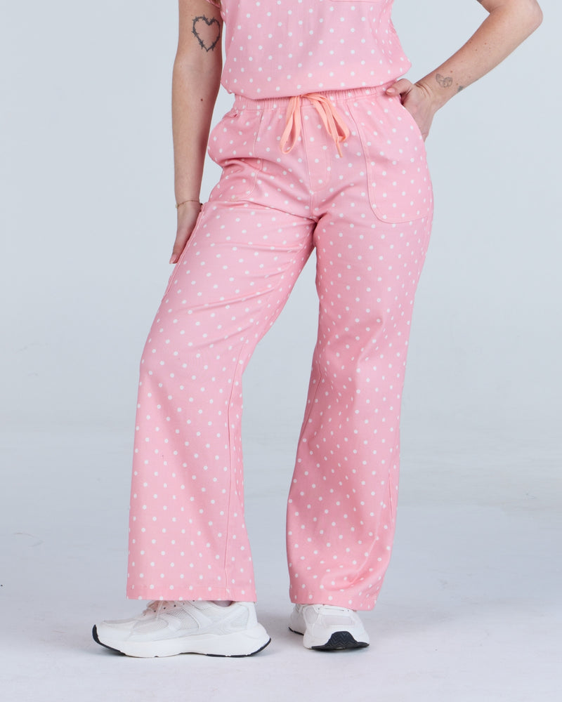 Lounge Leg Scrub Pants Peony Polka