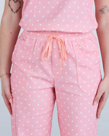Lounge Leg Scrub Pants Peony Polka