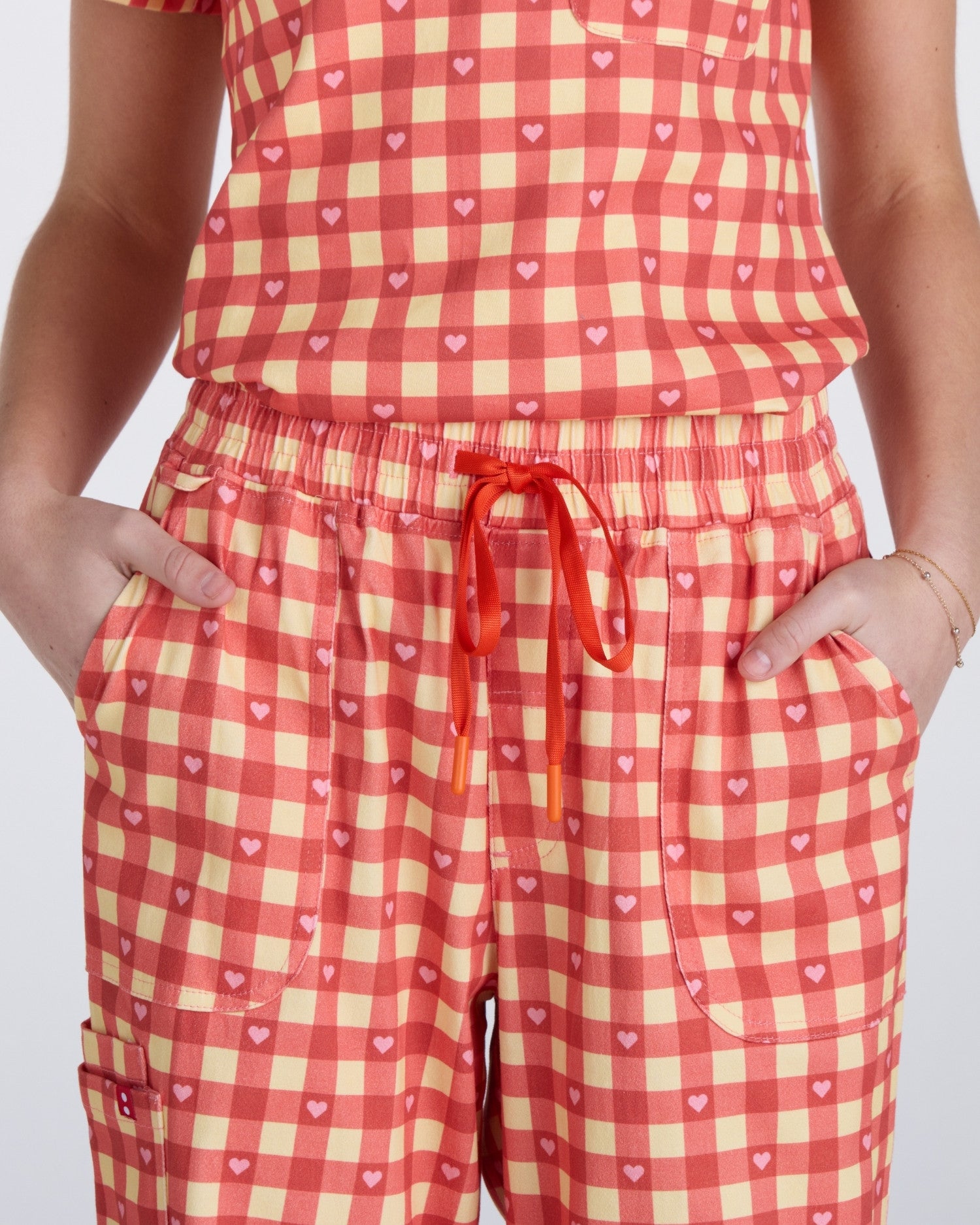 Lounge Leg Scrub Pants Ruby Gingham