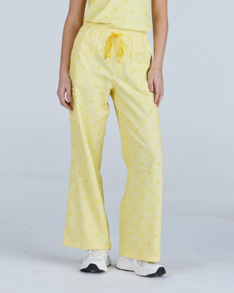 Lounge Leg Scrub Pants Butter Cream Polka