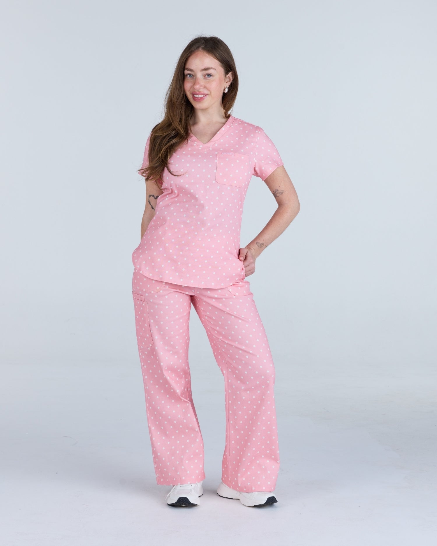 Lounge Leg Scrub Pants Peony Polka