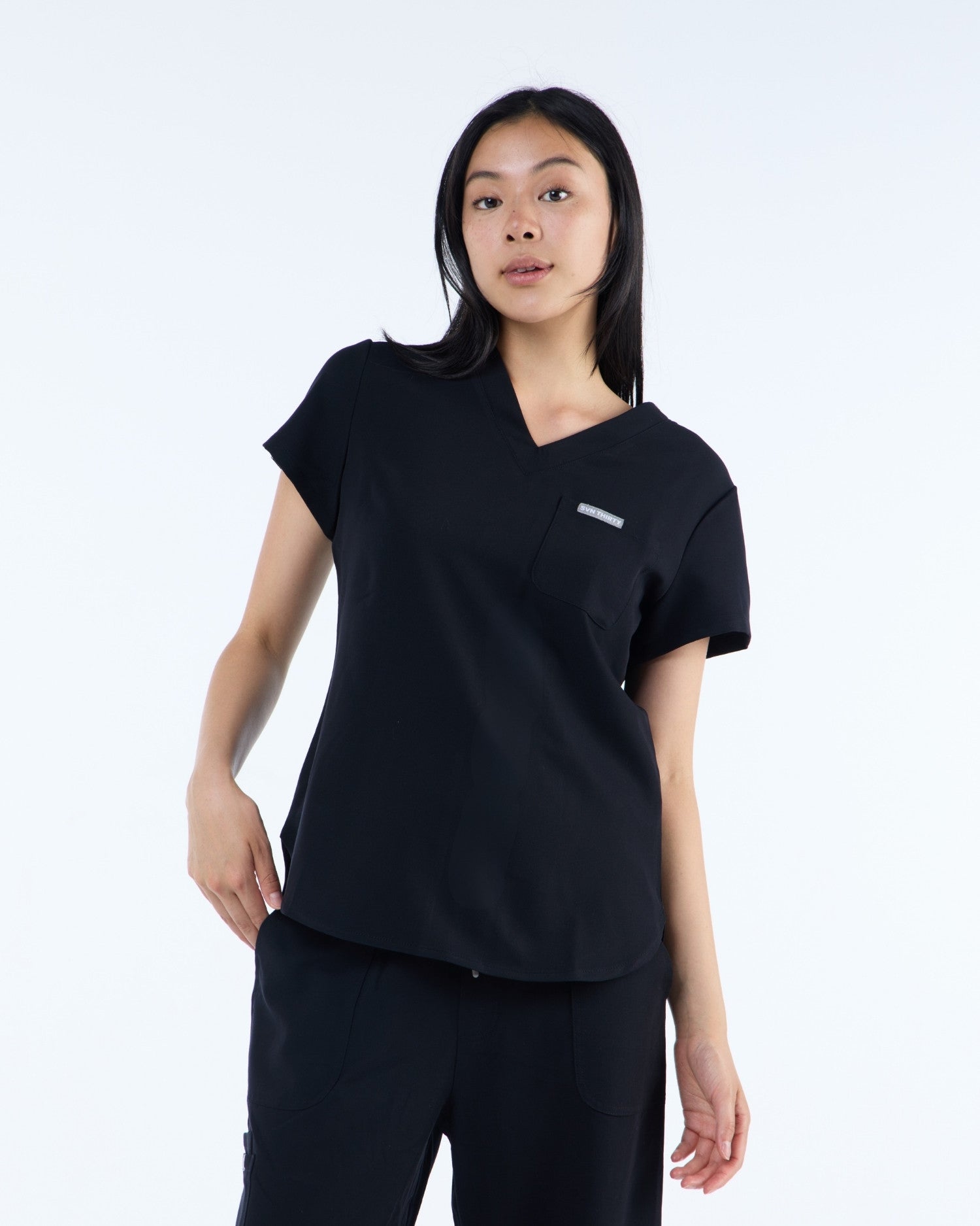 Tuck-In Scrub Top Ink Black