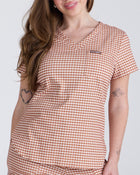 Tuck-In Scrub Top Cappuccino Gingham