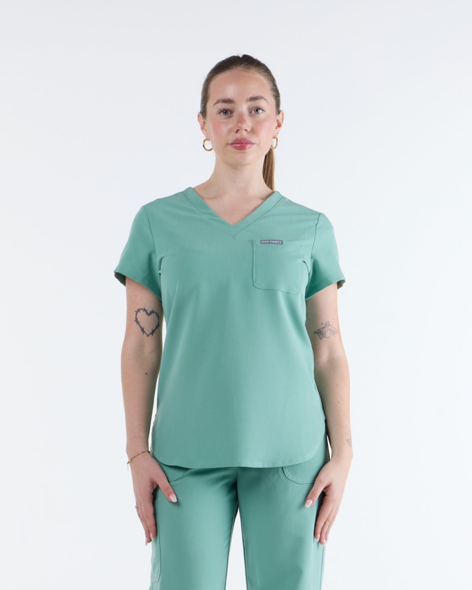 Tuck-In Scrub Top Mist Green
