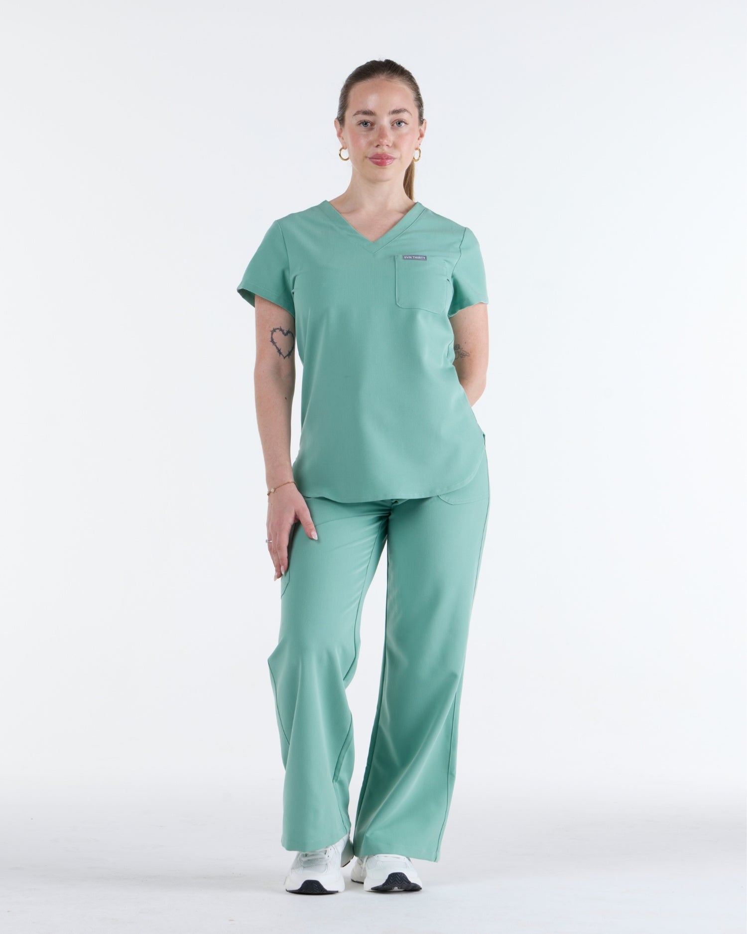Tuck-In Scrub Top Mist Green
