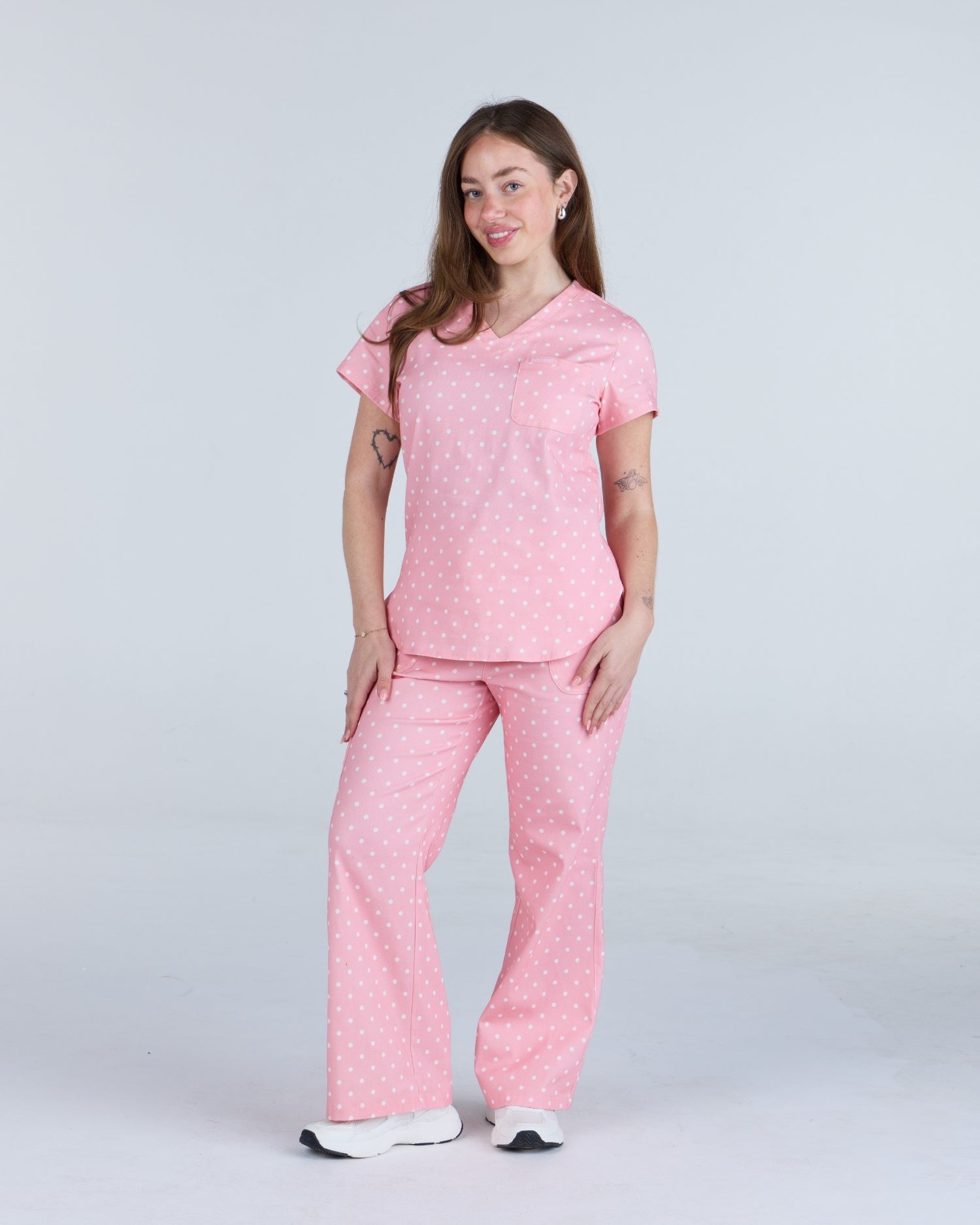 Tuck-In Scrub Top Peony Polka