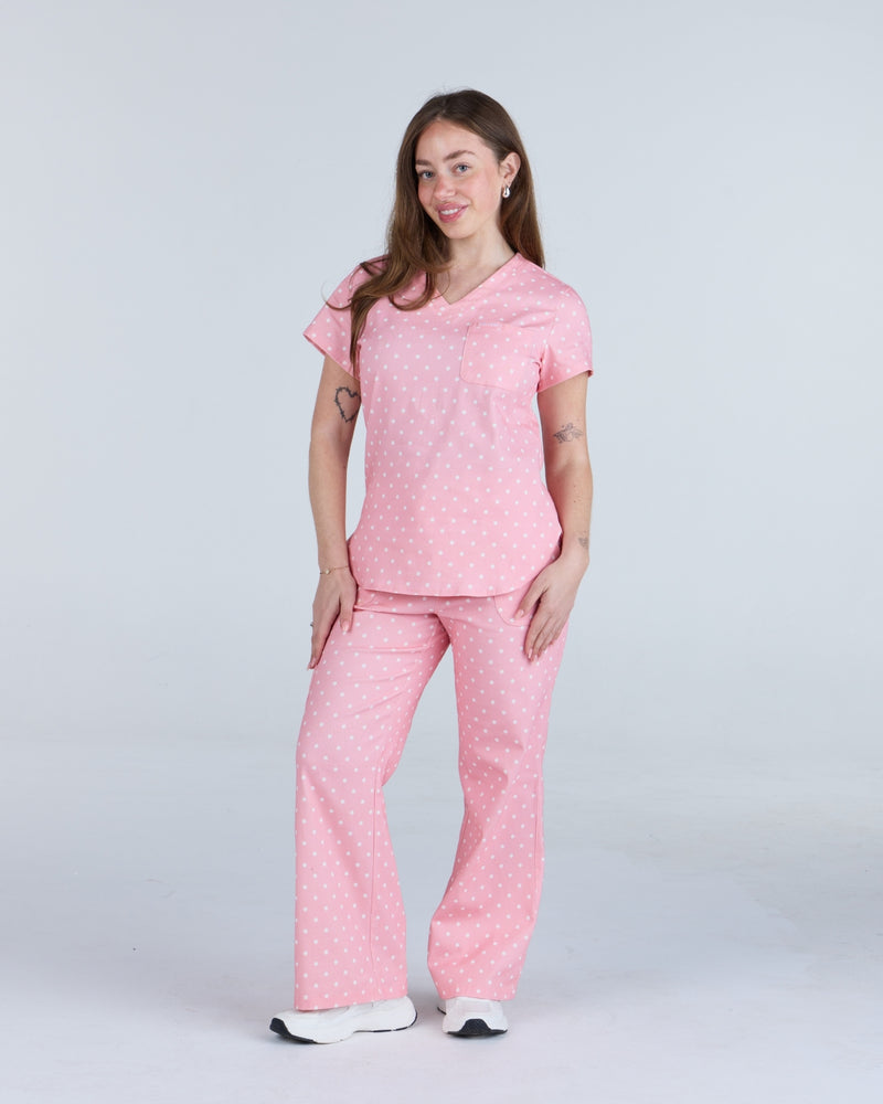 Tuck-In Scrub Top Peony Polka