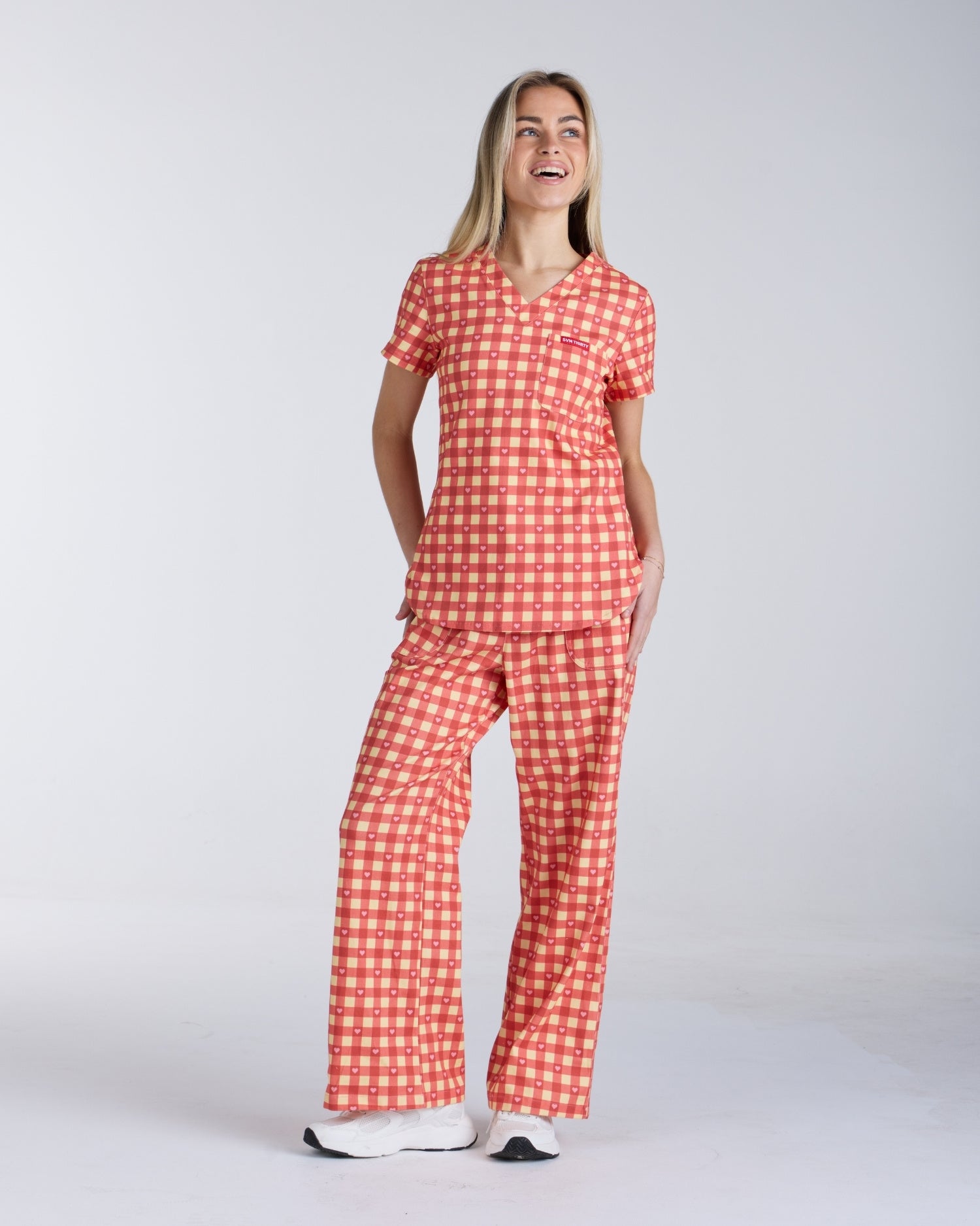 Tuck-In Scrub Top Ruby Gingham