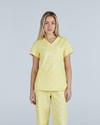 Tuck-In Scrub Top Butter Cream Polka