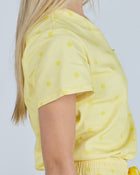 Tuck-In Scrub Top Butter Cream Polka