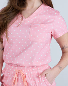 Tuck-In Scrub Top Peony Polka