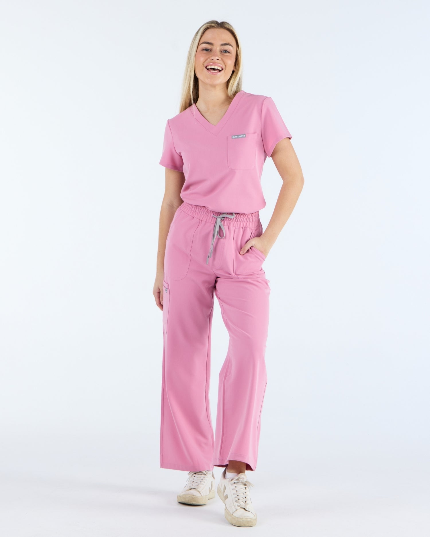 Tuck-In Scrub Top Blush Pink